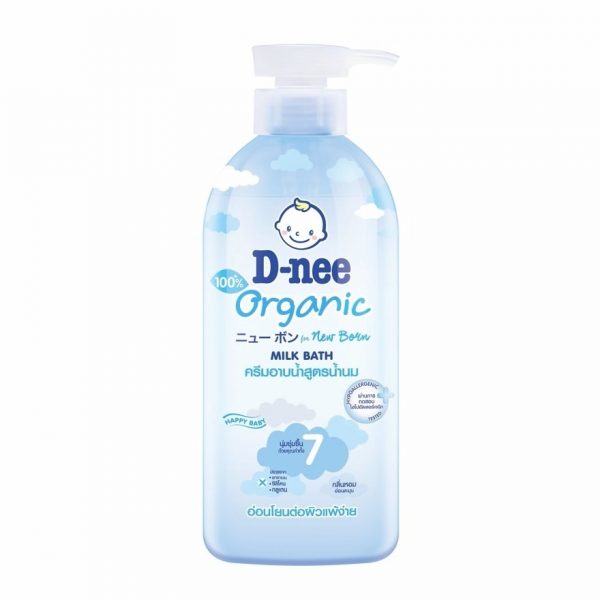 D-nee Baby Milk Bath Organic Happy 450 Ml. ครีมอาบน้ำสูตรน้ำนม อ่อนโยน ผิวแพ้ง่าย Оригинал