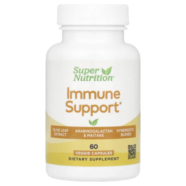 Super Nutrition, добавка для поддержки иммунитета с арабиногалактаном, экстрактами гриба-барана, элеутерококка и зелёного чая, 60 вегетарианских капсул