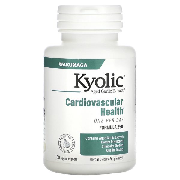 Kyolic, Aged Garlic Extract, экстракт чеснока для здоровья сердечно-сосудистой системы, приём 1 раз в день, формула 250, 60 веганских капсул (1000 мг в 1 капсуле)