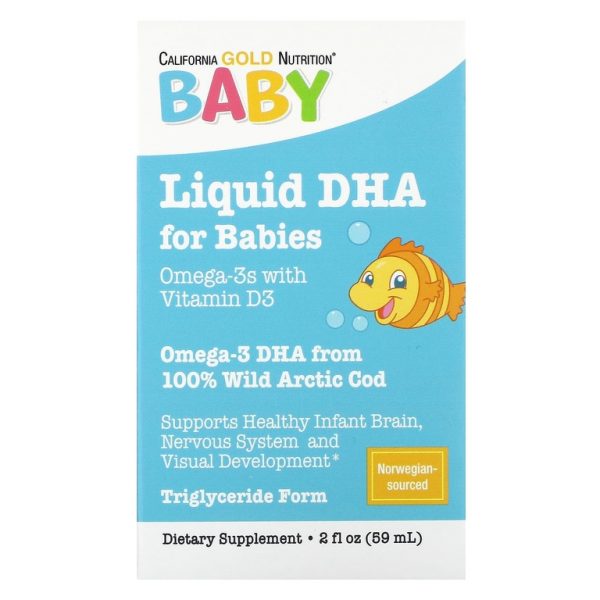 California Gold Nutrition, ДГК для детей, омега-3 кислоты с витамином D3 и ЭПК, 1050 мг, 59 мл (2 жидк. унции)