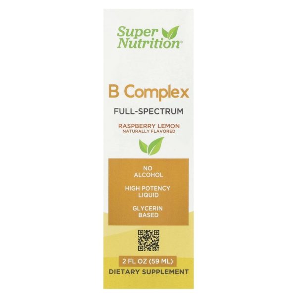 Super Nutrition, комплекс витаминов группы B полного спектра с витамином B12, пантотеновой кислотой, биотином и ниацином, малина и лимон, 59 мл (2 жидк. унции)