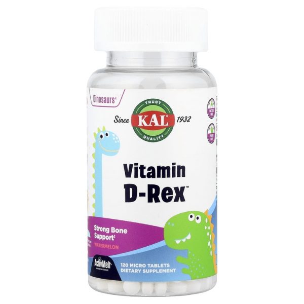 KAL, Dinosaurs, Vitamin D-Rex, со вкусом арбуза, 600 МЕ, 120 микротаблеток