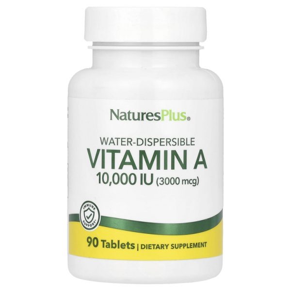 NaturesPlus, водорастворимый витамин A, 10 000 МЕ (3000 мкг), 90 таблеток