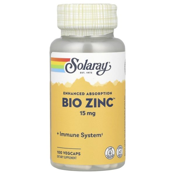 Solaray, Bio Zinc™, 15 мг, 100 растительных капсул