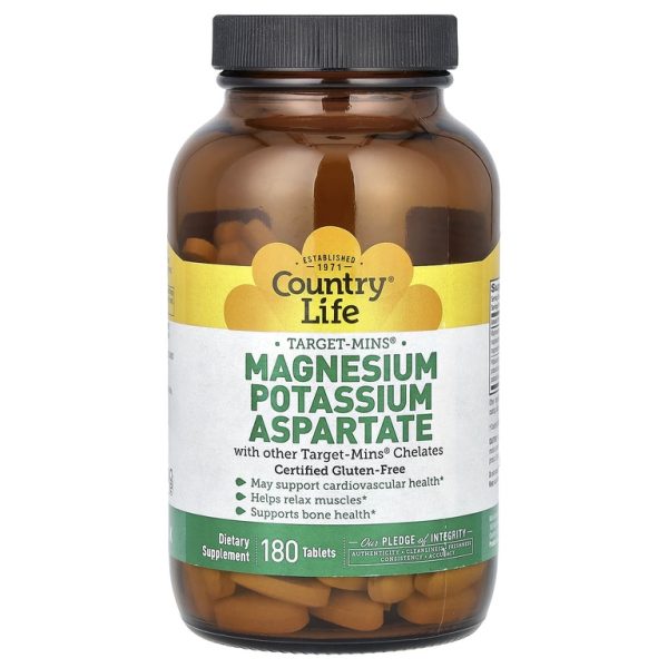 Country Life, Target-Mins, аспартат магния и калия, 180 таблеток