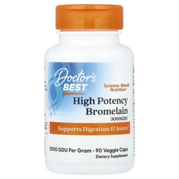 Doctor's Best, высокоэффективный бромелаин, 3000 GDU, 500 мг, 90 растительных капсул