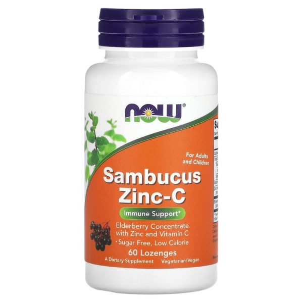 NOW Foods, цинк с витамином С и бузиной, 60 пастилок