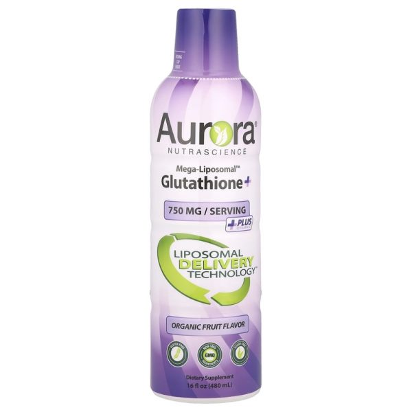 Aurora Nutrascience, Mega-Liposomal™ Glutathione+, глутатион с витамином C, вкус органических фруктов, 750 мг, 480 мл (16 жидк. унций)
