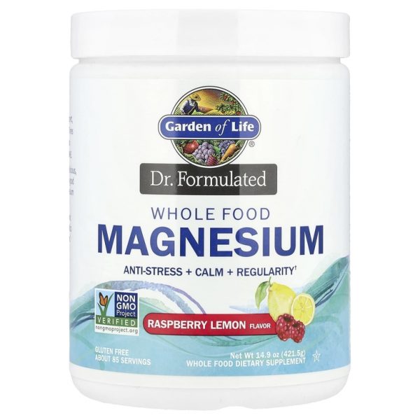 Garden of Life, Компанией Dr. Formulated, цельнопищевой магний, со вкусом малины и лимона, 421,5 г (14,9 унции)