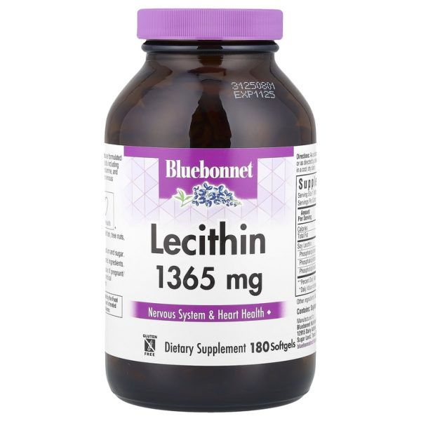 Bluebonnet Nutrition, натуральный лецитин, 1365 мг, 180 мягких желатиновых капсул