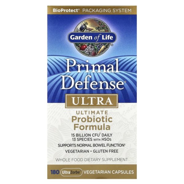 Garden of Life, Primal Defense, Ultra, универсальная пробиотическая формула, 180 вегетарианских капсул UltraZorbe