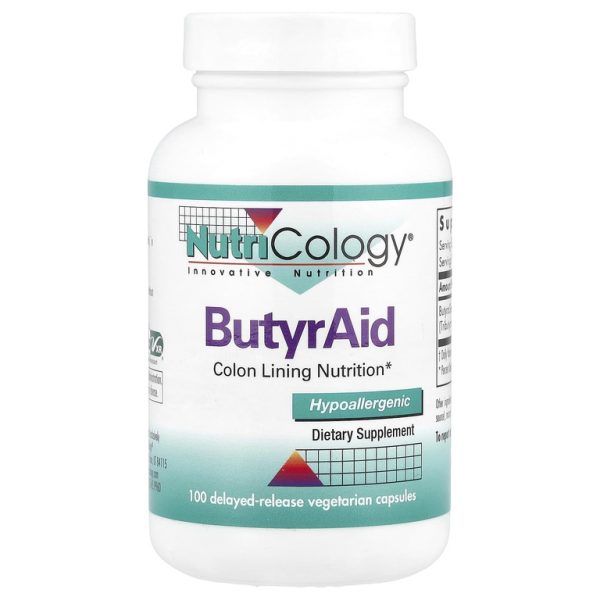Nutricology, ButyrAid, 100 вегетарианских капсул с отсроченным высвобождением