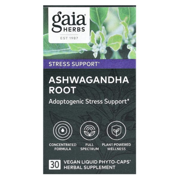 Gaia Herbs, Корень ашваганды, 30 веганских жидких фито-капсул