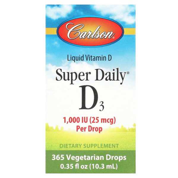 Carlson, Super Daily® D3, 25 мкг (1000 МЕ), 10,3 мл (0,35 жидк. унции)