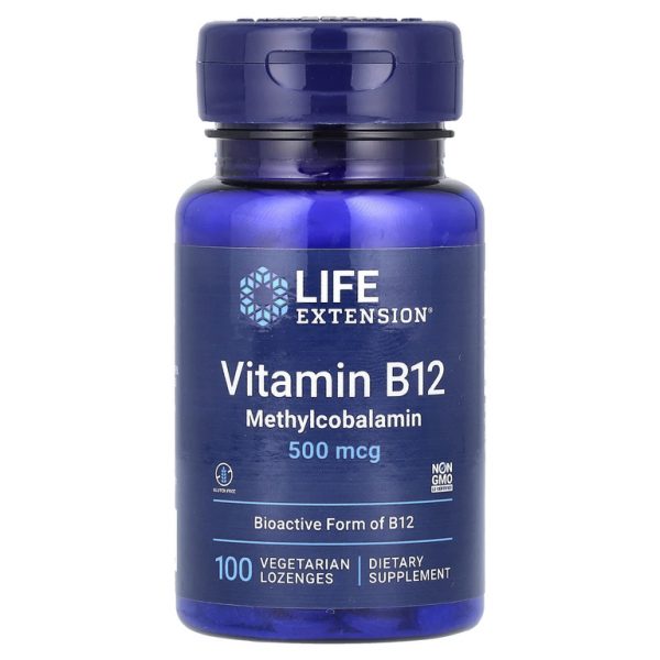 Life Extension, витамин B12, метилкобаламин, 500 мкг, 100 вегетарианских пастилок