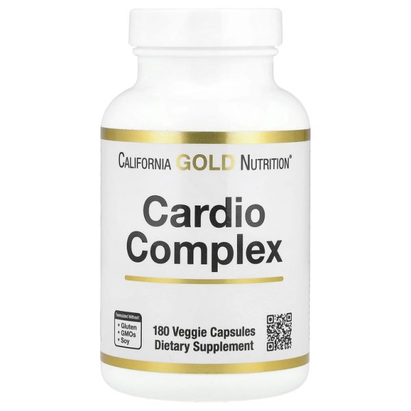 California Gold Nutrition, комплекс для здоровья сердца со смесью CardioAmino, смесью CardioPhyto и коэнзимом Q10, 180 растительных капсул