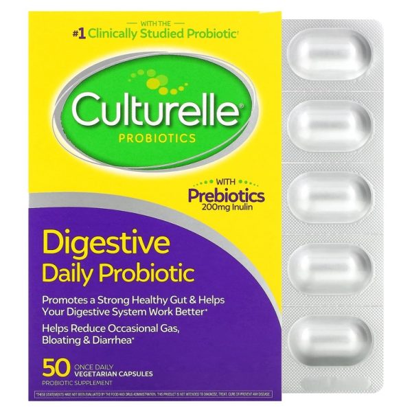 Culturelle, пробиотики, ежедневный пищеварительный пробиотик, 10 миллиардов КОЕ, 50 вегетарианских капсул для приема один раз в день