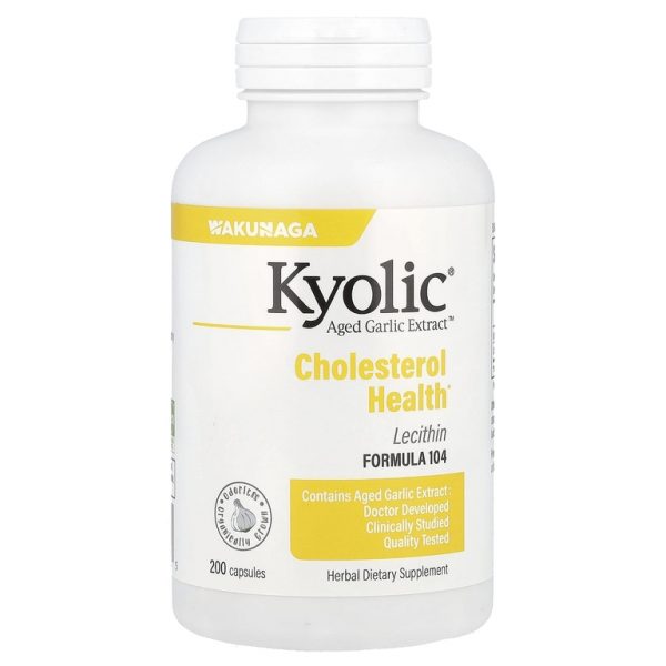 Kyolic, Aged Garlic Extract™, выдержанный экстракт чеснока для здорового уровня холестерина, формула 104, 200 капсул