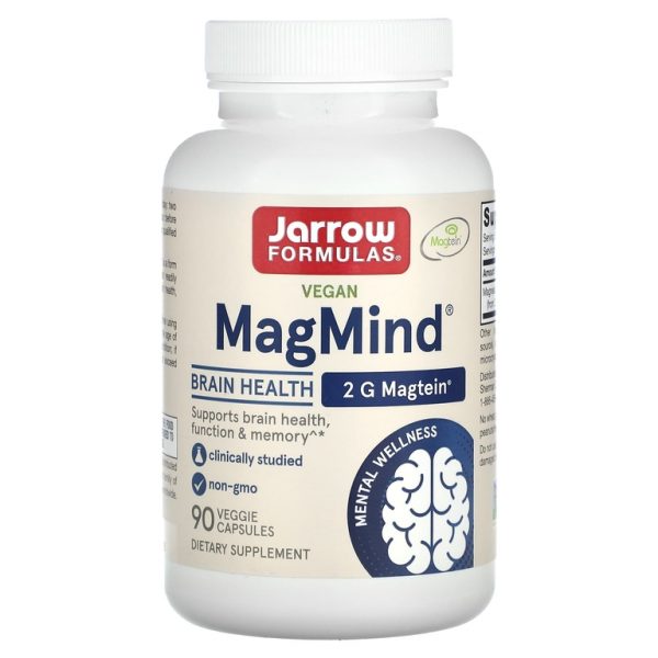 Jarrow Formulas, Vegan MagMind, здоровье мозга, 90 растительных капсул (48 мг на капсулу)
