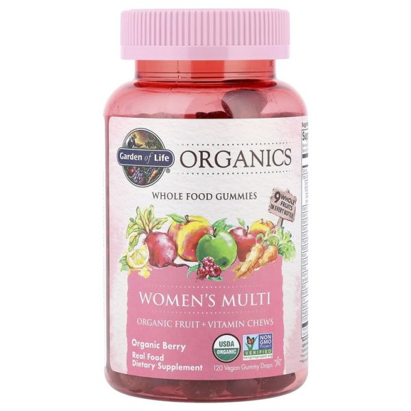 Garden of Life, Organics, мультивитамины для женщин, органические ягоды, 120 веганских жевательных таблеток