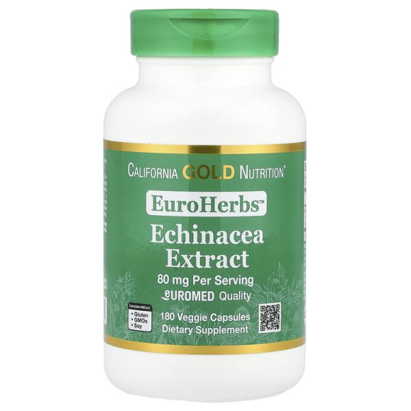 California Gold Nutrition, EuroHerbs™, экстракт эхинацеи, качество Euromed, 80 мг, 180 растительных капсул