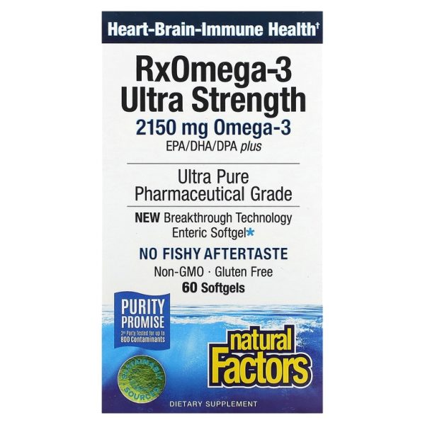Natural Factors, RxOmega-3 с повышенной силой действия, 60 капсул (1075 мг в 1 капсуле)