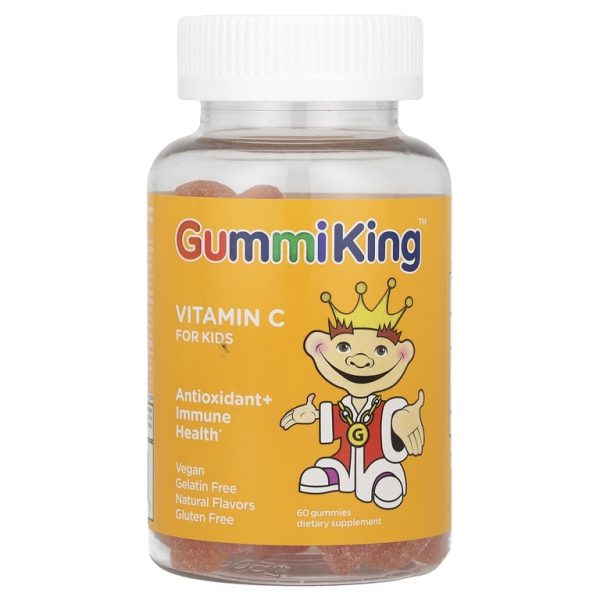 GummiKing, витамин C для детей, со вкусом апельсина, 60 жевательных таблеток (30 мг в 1 жевательной таблетке)