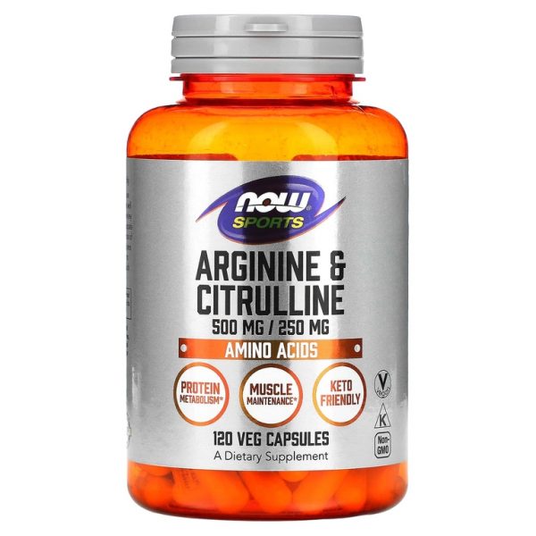 NOW Foods, Sports, аргинин и цитруллин, 120 вегетарианских капсул