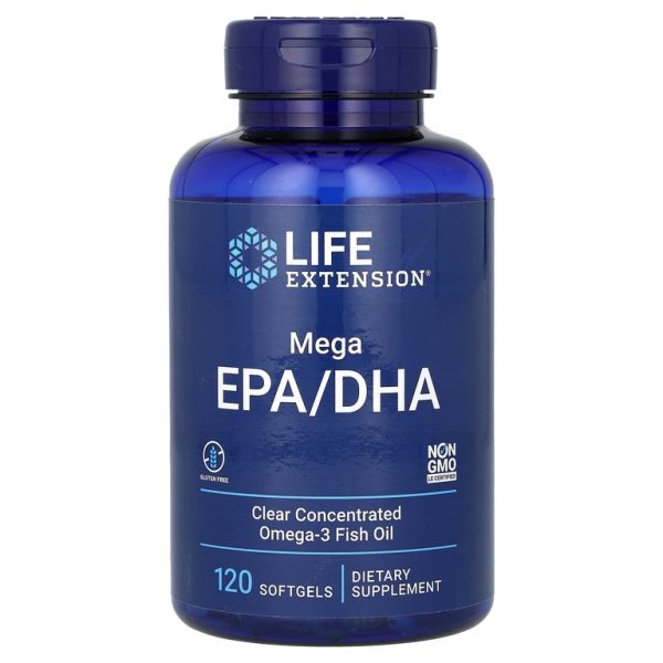 Life Extension, Mega EPA/DHA, ЭПК и ДГК, 120 капсул (1000 мг в 1 капсуле)