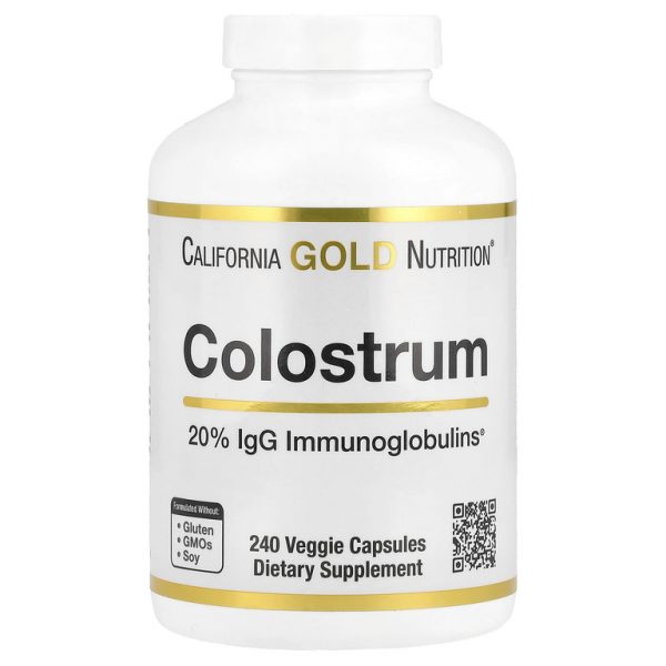 California Gold Nutrition, молозиво с 20% иммуноглобулинов IgG, 240 растительных капсул