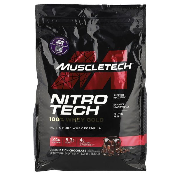 MuscleTech, Nitro Tech, 100% Whey Gold, сывороточный белок в порошке, двойной шоколад, 3,63 кг (8 фунтов)