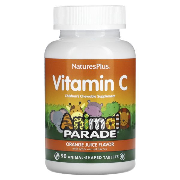 NaturesPlus, Source of Life, Animal Parade, витамин C, вкус натурального апельсинового сока, 90 таблеток в форме животных