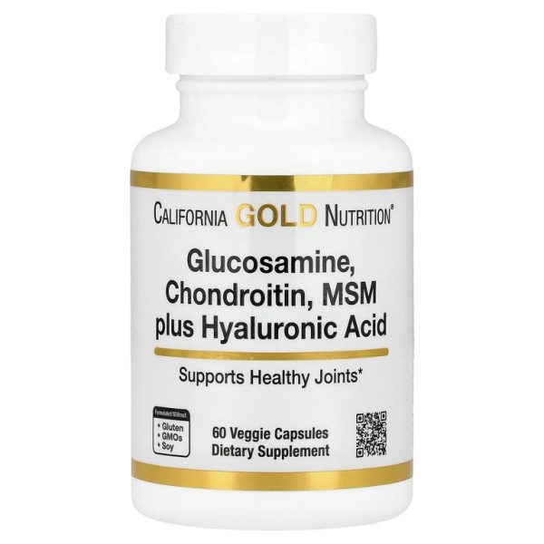 California Gold Nutrition, глюкозамин, хондроитин и МСМ с гиалуроновой кислотой, 60 растительных капсул