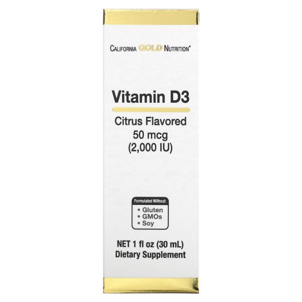 California Gold Nutrition, витамин D3, с цитрусовым вкусом, 50 мкг (2000 МЕ), 30 мл (1 жидк. унция)