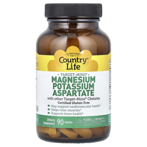 Country Life, Target-Mins, магний, калий, аспартат, 90 таблеток