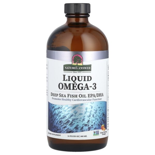 Nature's Answer, Liquid Omega-3, жир глубоководных рыб с ЭПК и ДГК, апельсин, 480 мл (16 жидк. унций)