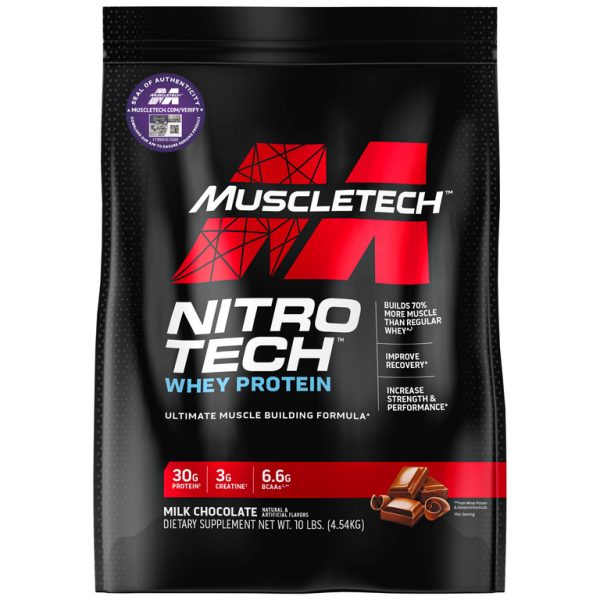 MuscleTech, Nitro-Tech®, сывороточный протеин, со вкусом молочного шоколада, 4,54 кг (10 фунтов)