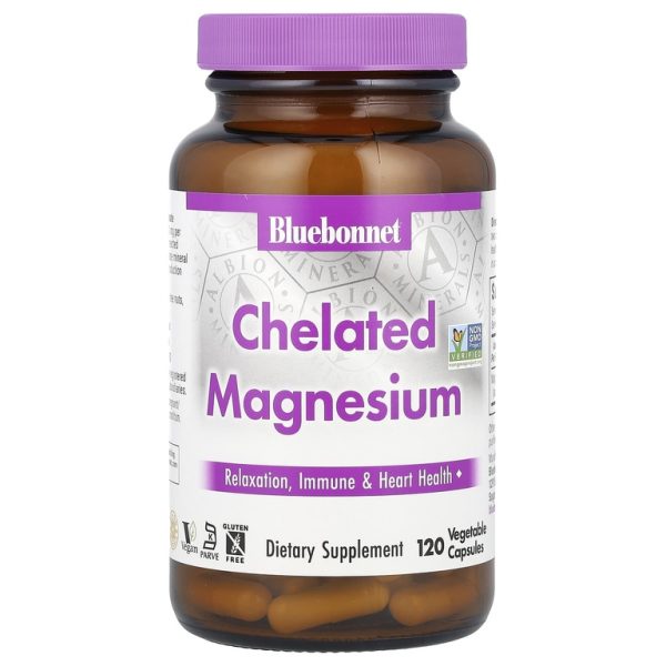 Bluebonnet Nutrition, хелатный магний, 120 вегетарианских капсул (100 мг в 1 капсуле)