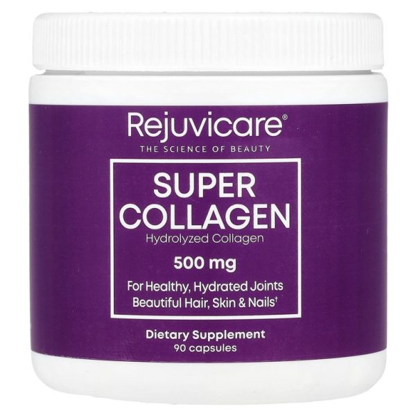 Rejuvicare, Super Collagen, коллаген, 500 мг, 90 капсул