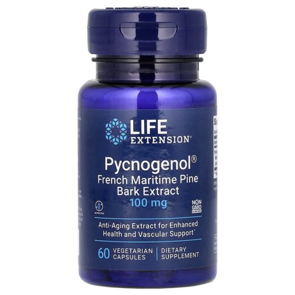 Life Extension, Pycnogenol, экстракт коры французской приморской сосны, 100 мг, 60 вегетарианских капсул