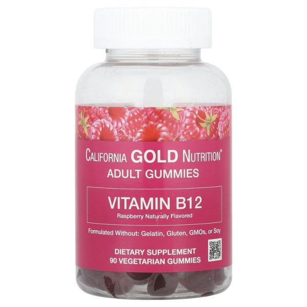 California Gold Nutrition, жевательный витамин B12, с натуральным малиновым вкусом, без желатина, 3000 мкг, 90 жевательных таблеток (1500 мкг в 1 таблетке) (Товар снят с продажи)