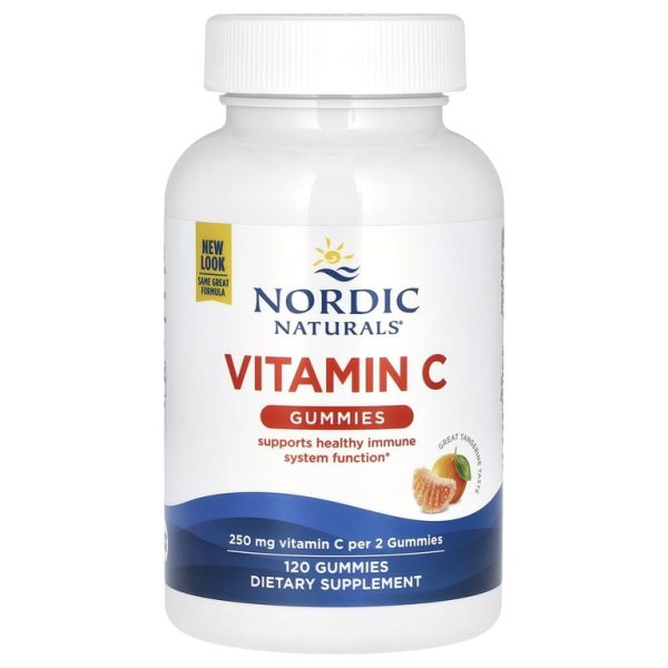 Nordic Naturals, Жевательные мармеладки с витамином C, отличный мандарин, 120 жевательных таблеток (125 мг в 1 жевательной мармеладке)