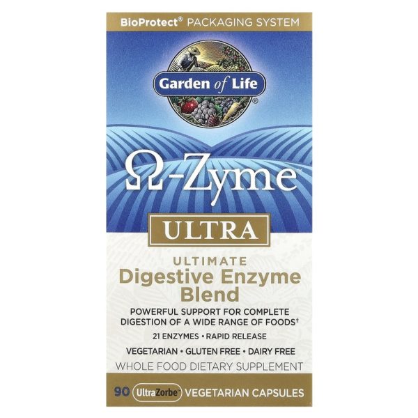 Garden of Life, O-Zyme ультра, наилучший комплекс пищеварительных ферментов, 90 растительных капсул