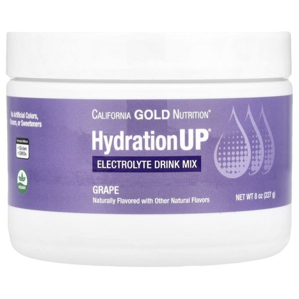 California Gold Nutrition, HydrationUP®, смесь для приготовления напитка с электролитами, с витамином D, кальцием, железом и калием, со вкусом винограда, 227 г (8 унций)