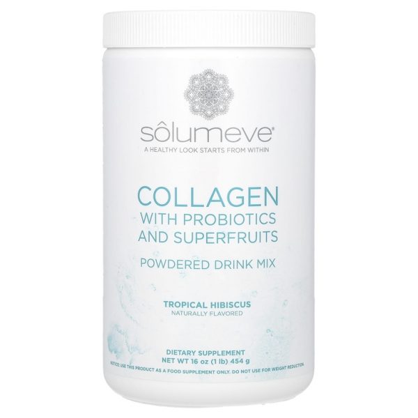 Solumeve, смесь для приготовления напитка с коллагеном, пробиотиками и суперфруктами, со вкусом тропических фруктов и гибискуса, 454 г (16 унций) (Товар снят с продажи)