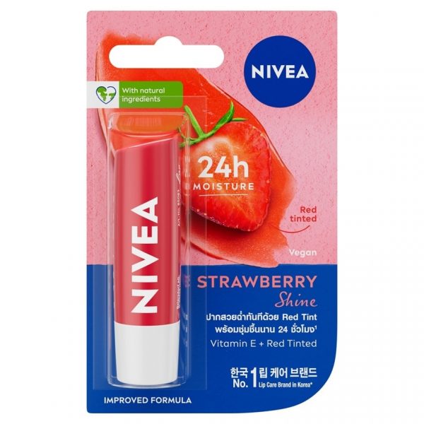 Nivea Lip Healthy Pink Strawberry Shine 4.8 G. Оригинал