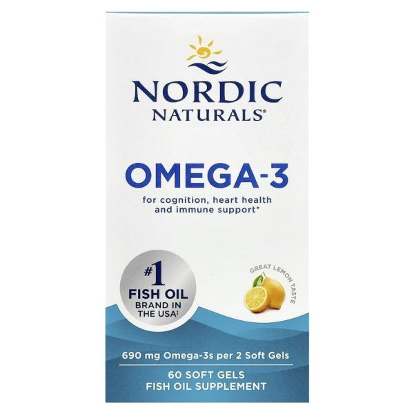 Nordic Naturals, омега-3, со вкусом лимона, 690 мг, 60 капсул (345 мг в 1 капсуле)