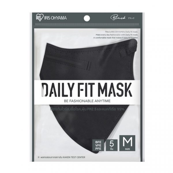 IRIS OHYAMA Face Mask Dairy Fit Black (Size M) 5 Pcs/Pack Оригинал