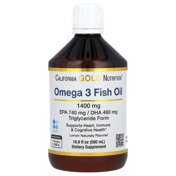 California Gold Nutrition, рыбий жир с омега-3, норвежский триглицерид, натуральный лимонный вкус, 500 мл (16,9 жидк. унции)