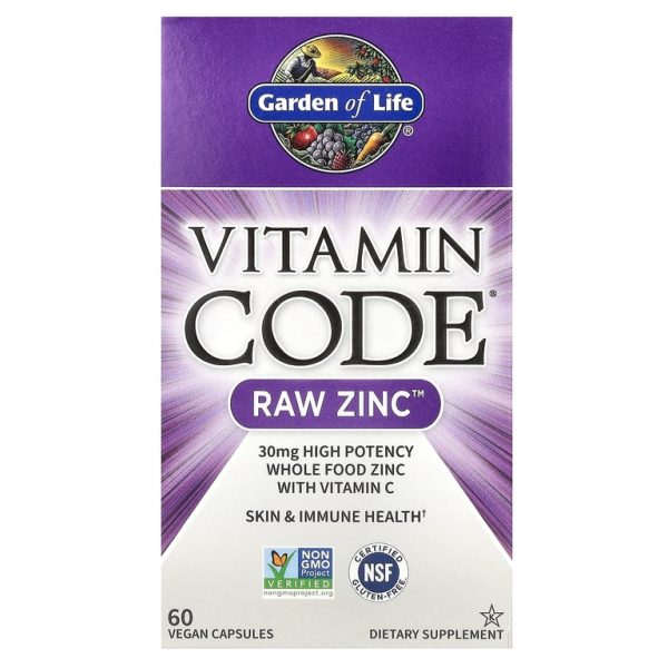 Garden of Life, Vitamin Code, необработанный цинк, 60 веганских капсул